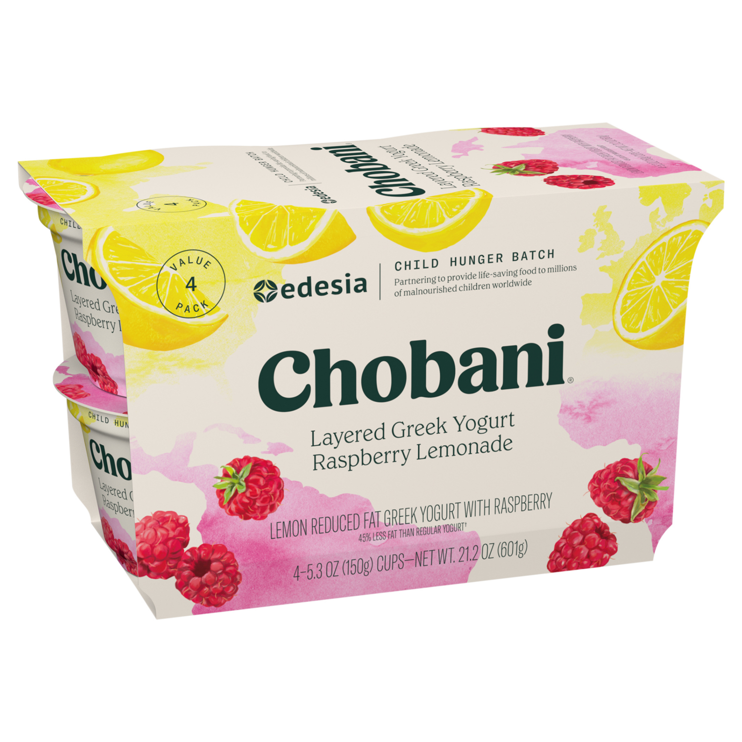 slide 7 of 7, Chobani Reduced Fat Greek Yogurt Raspberry Lemonade 5.3oz 4PK, 4 ct