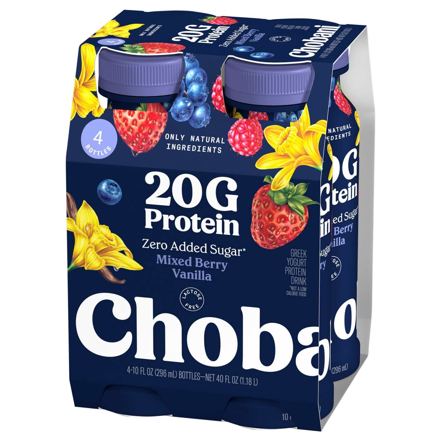 slide 3 of 7, Chobani Zero Added Sugar Mixed Berry Vanilla Yogurt Protein Drink, 4 ct