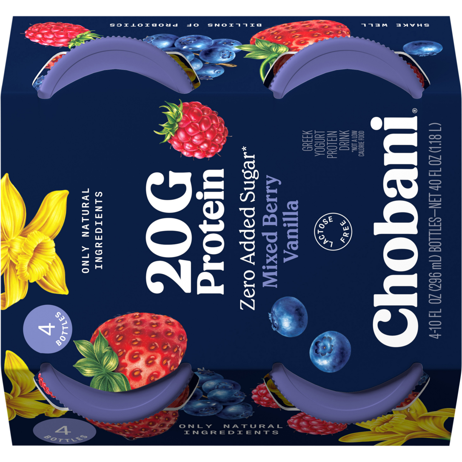 slide 6 of 7, Chobani Zero Added Sugar Mixed Berry Vanilla Yogurt Protein Drink, 4 ct