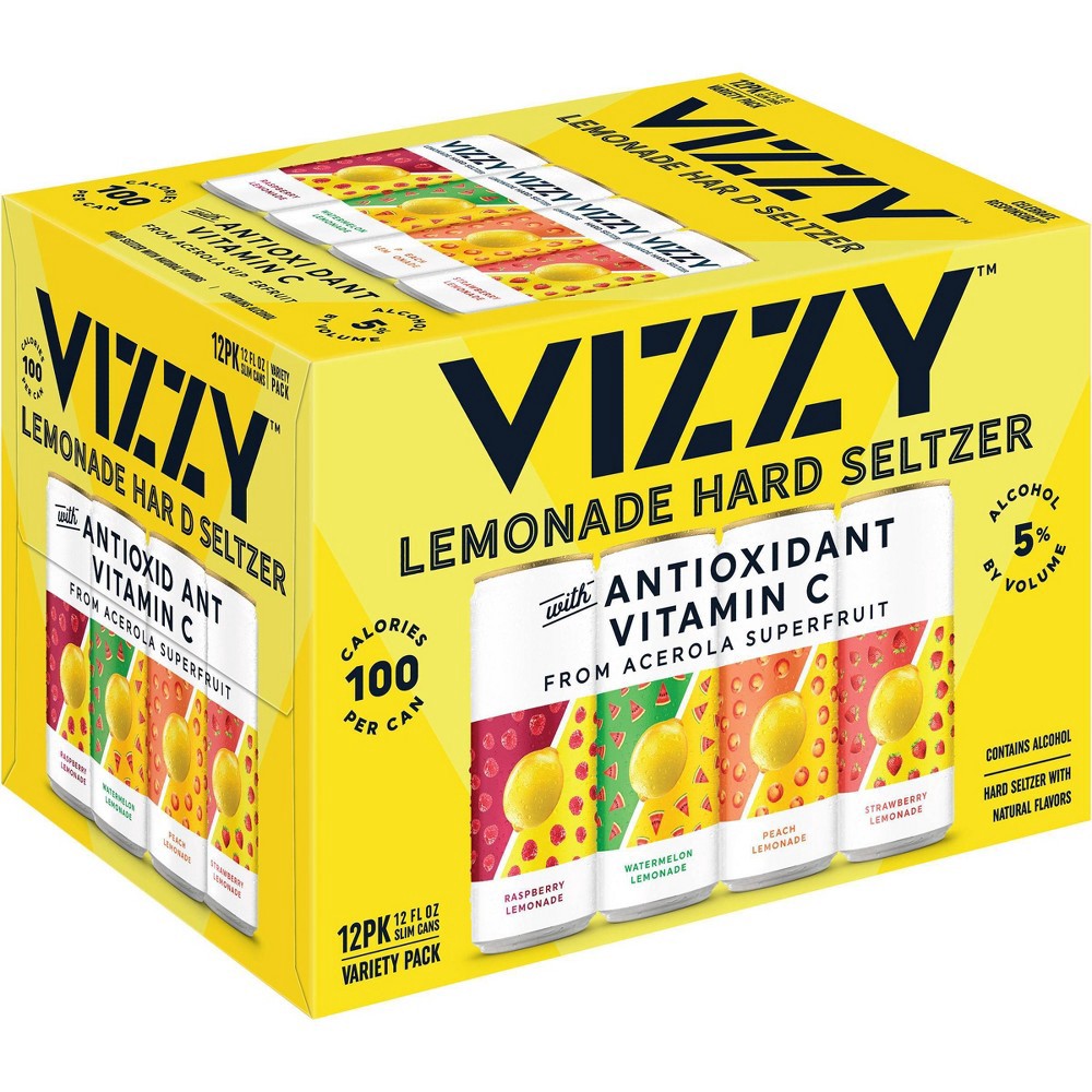slide 2 of 5, Vizzy Hard Seltzer VIZZY Lemonade Hard Seltzer Variety Pack - 12pk/12 fl oz Slim Cans, 12 ct; 12 fl oz