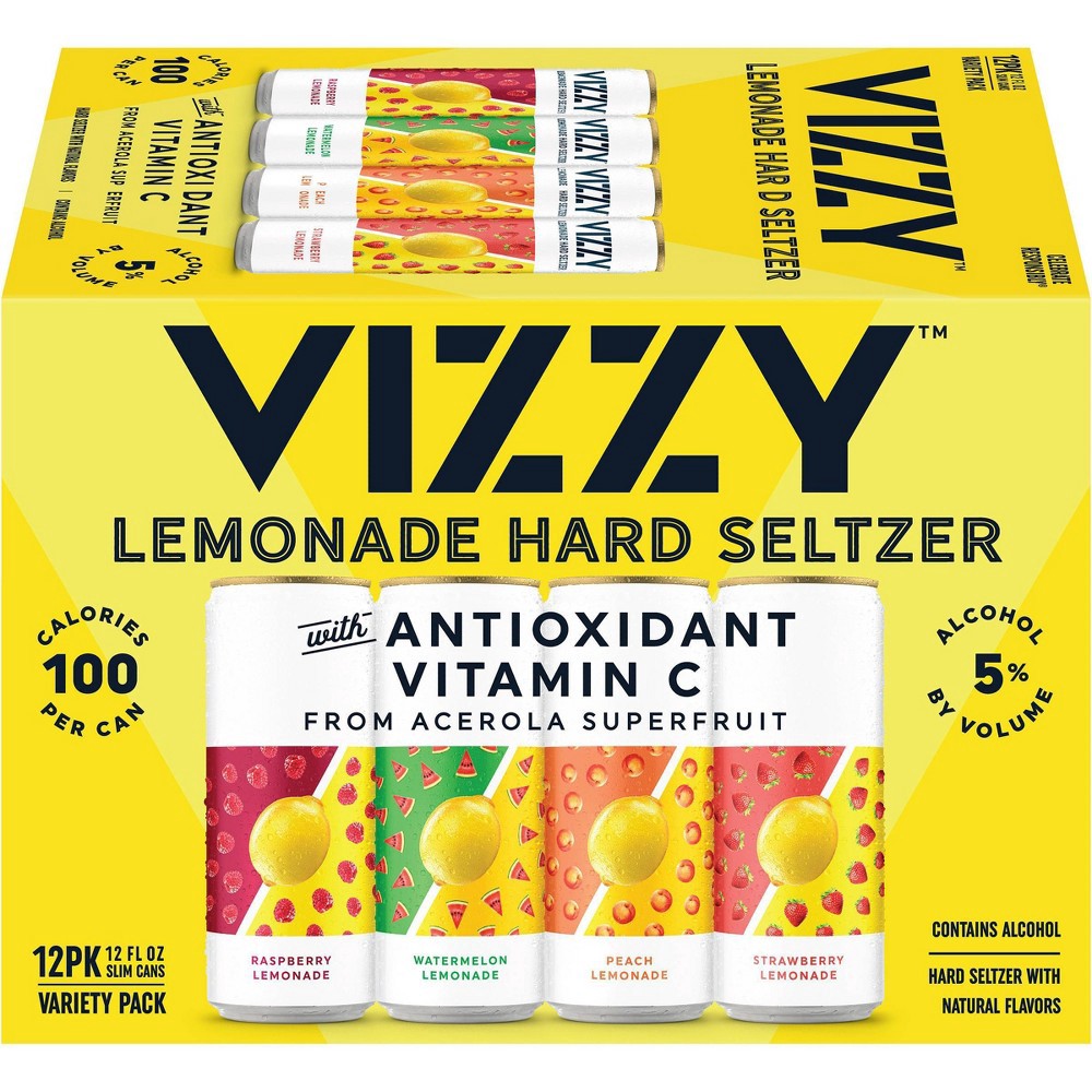 slide 3 of 5, Vizzy Hard Seltzer VIZZY Lemonade Hard Seltzer Variety Pack - 12pk/12 fl oz Slim Cans, 12 ct; 12 fl oz