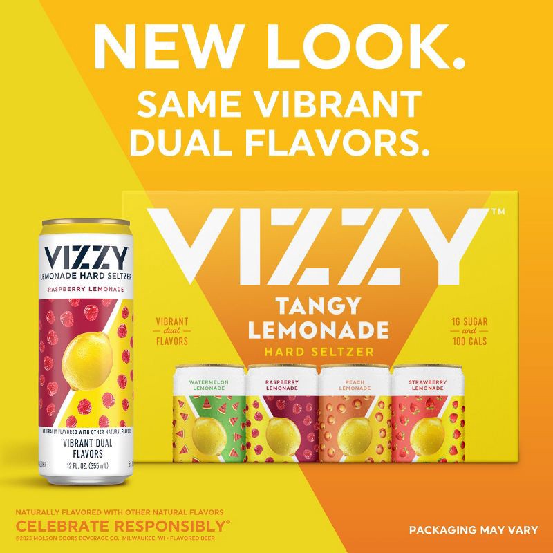 slide 4 of 8, Vizzy Hard Seltzer Tangy Lemonade Variety Pack - 12pk/12 fl oz Slim Cans, 12 ct; 12 fl oz