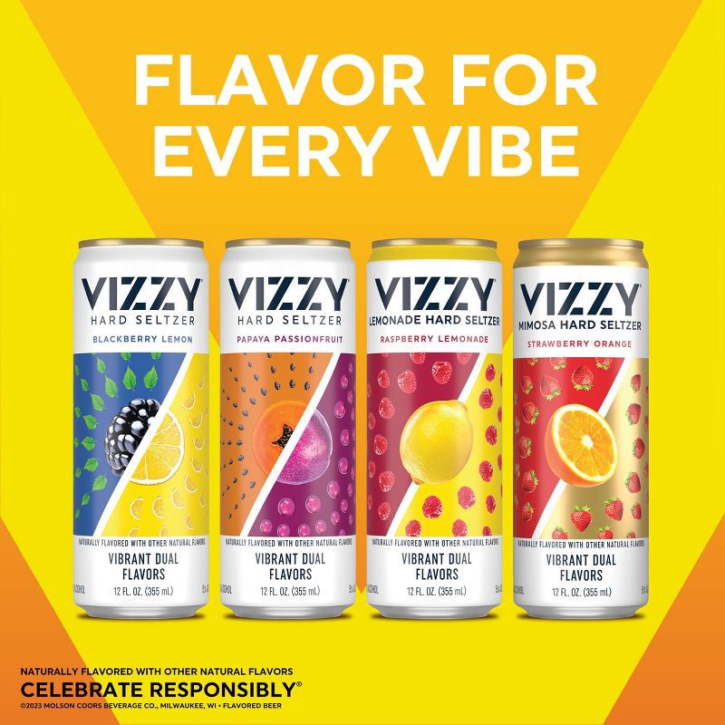 slide 6 of 8, Vizzy Hard Seltzer Tangy Lemonade Variety Pack - 12pk/12 fl oz Slim Cans, 12 ct; 12 fl oz