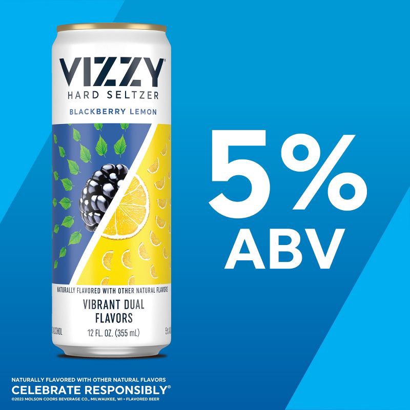 slide 2 of 8, VIZZY Hard Seltzer Refreshingly Berry Variety Pack #2 - 12pk/12 fl oz Slim Cans, 2 x 12 ct, 12 fl oz