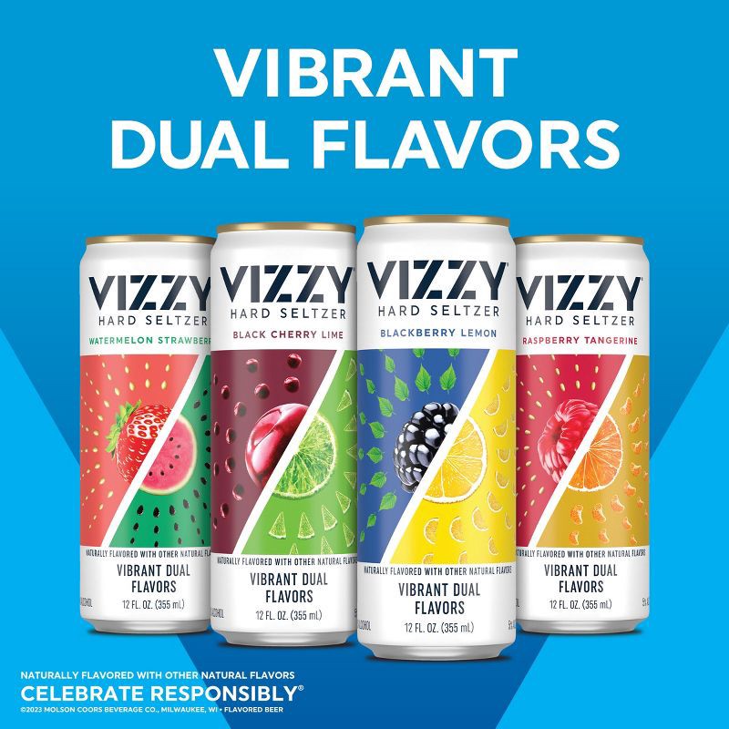 slide 3 of 8, VIZZY Hard Seltzer Refreshingly Berry Variety Pack #2 - 12pk/12 fl oz Slim Cans, 2 x 12 ct, 12 fl oz