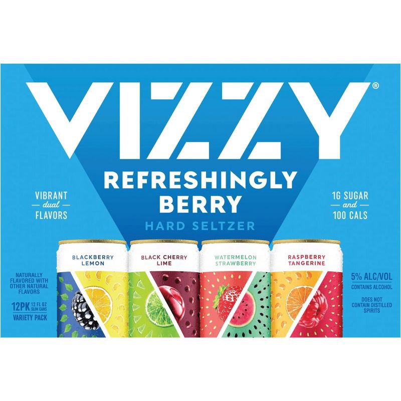 slide 7 of 8, VIZZY Hard Seltzer Refreshingly Berry Variety Pack #2 - 12pk/12 fl oz Slim Cans, 2 x 12 ct, 12 fl oz