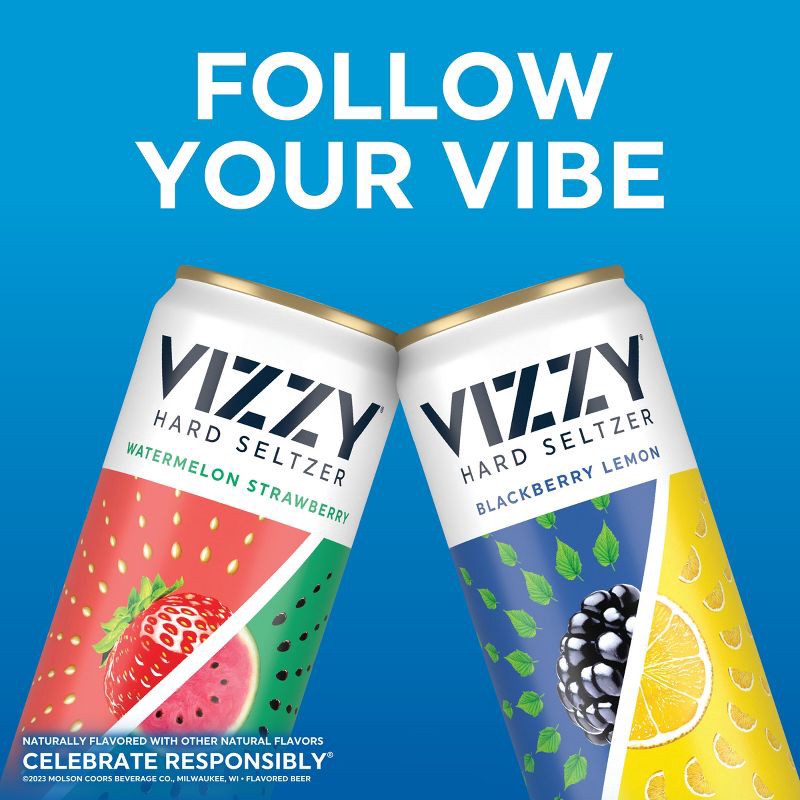 slide 8 of 8, VIZZY Hard Seltzer Refreshingly Berry Variety Pack #2 - 12pk/12 fl oz Slim Cans, 2 x 12 ct, 12 fl oz
