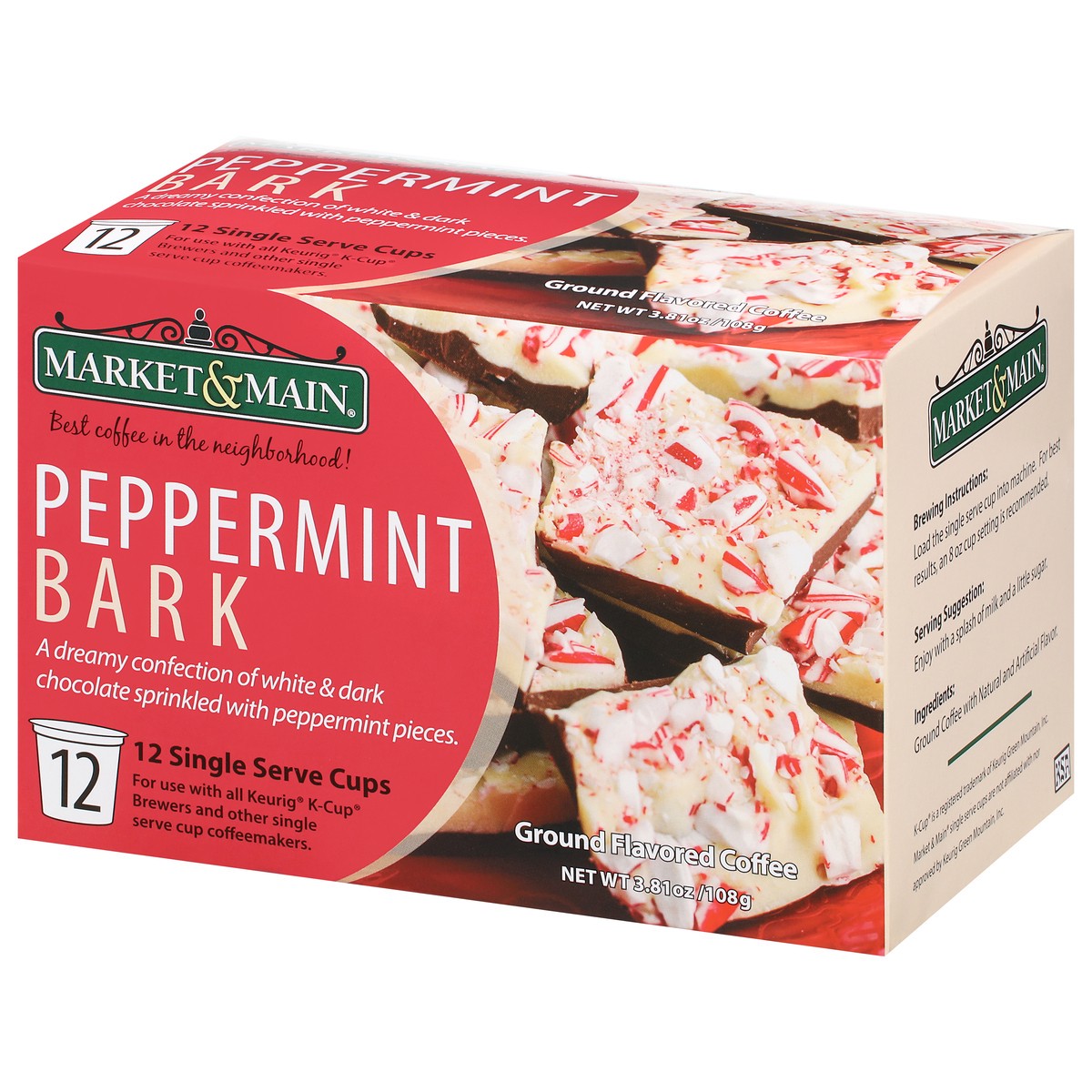 slide 8 of 12, Market & Main Single Serve Cups Ground Peppermint Bark Flavored Coffee 12 ea, 12 ct