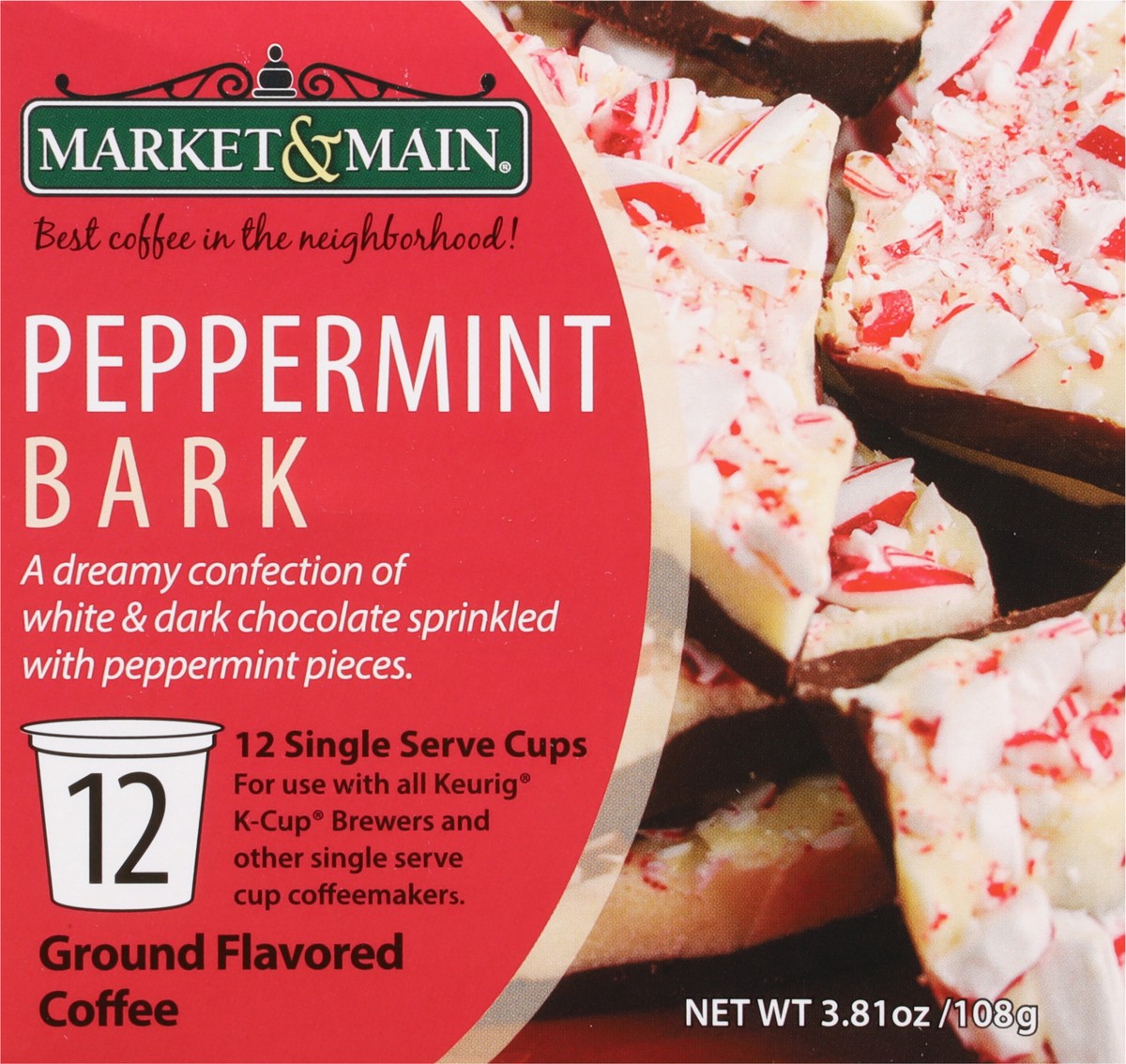slide 11 of 12, Market & Main Single Serve Cups Ground Peppermint Bark Flavored Coffee 12 ea, 12 ct