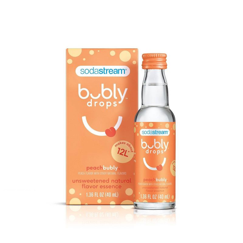 slide 1 of 4, SodaStream Bubly Peach Drops - 1.36 fl oz, 1.36 fl oz