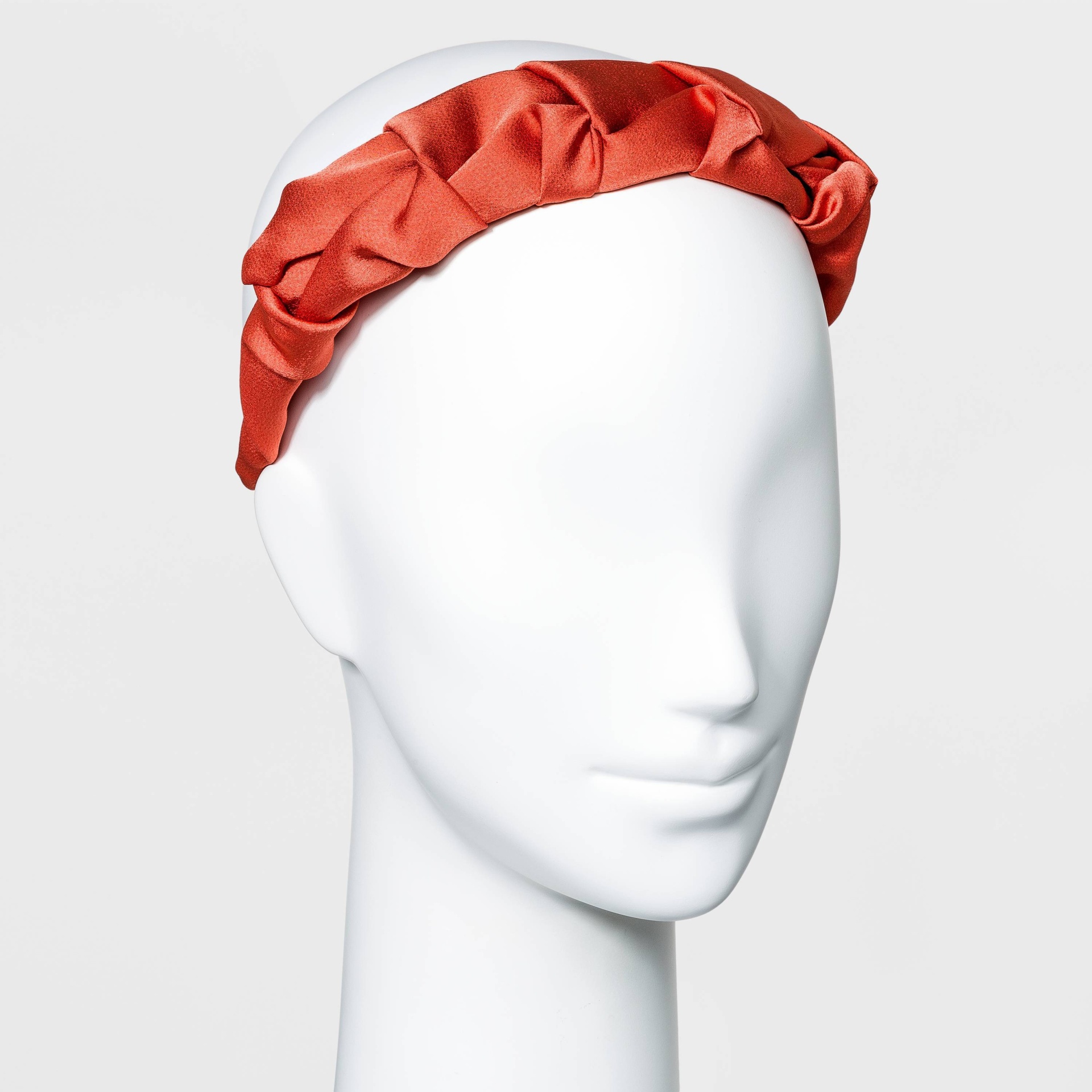 slide 1 of 1, Solid Satin Pinched Headband - A New Day Orange, 1 ct