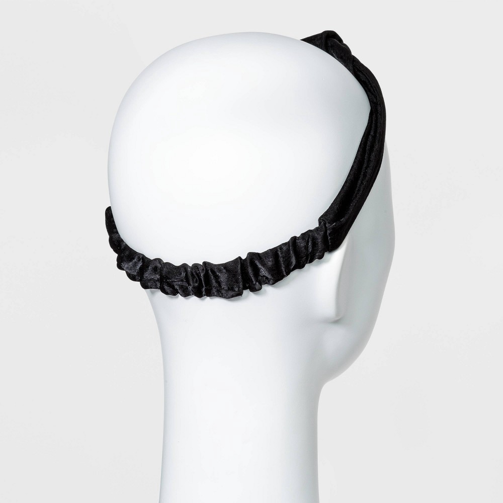 slide 2 of 2, Solid Hammered Satin with Front Knot and Elastic Back Headwrap -A New Day Black, 1 ct