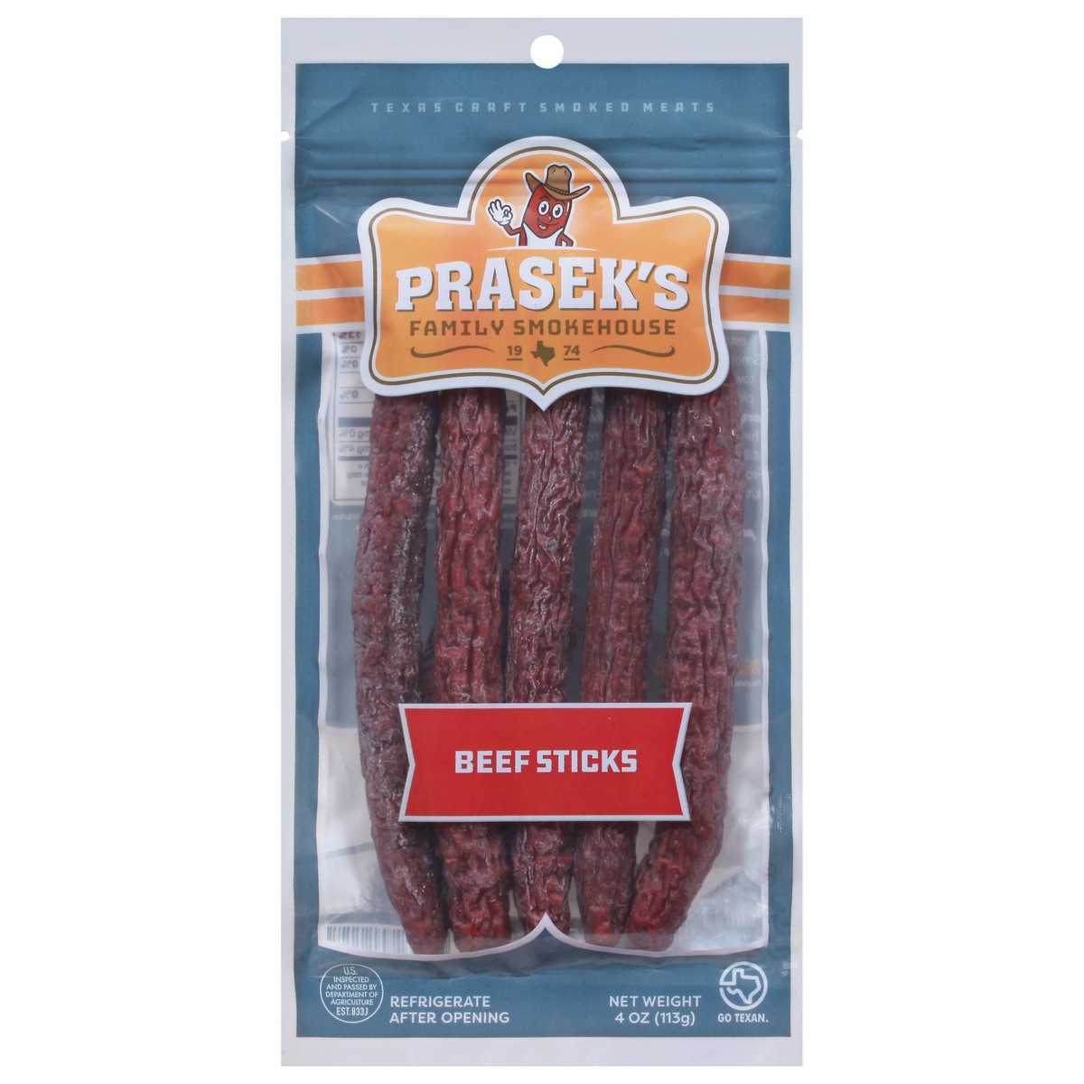 slide 1 of 9, Prasek's Beef Sticks - 4 oz, 4 oz