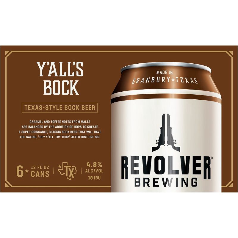 slide 8 of 8, Revolver Brewing Revolver Y'All's Bock Beer - 6pk/12 fl oz Cans, 6 ct; 12 fl oz