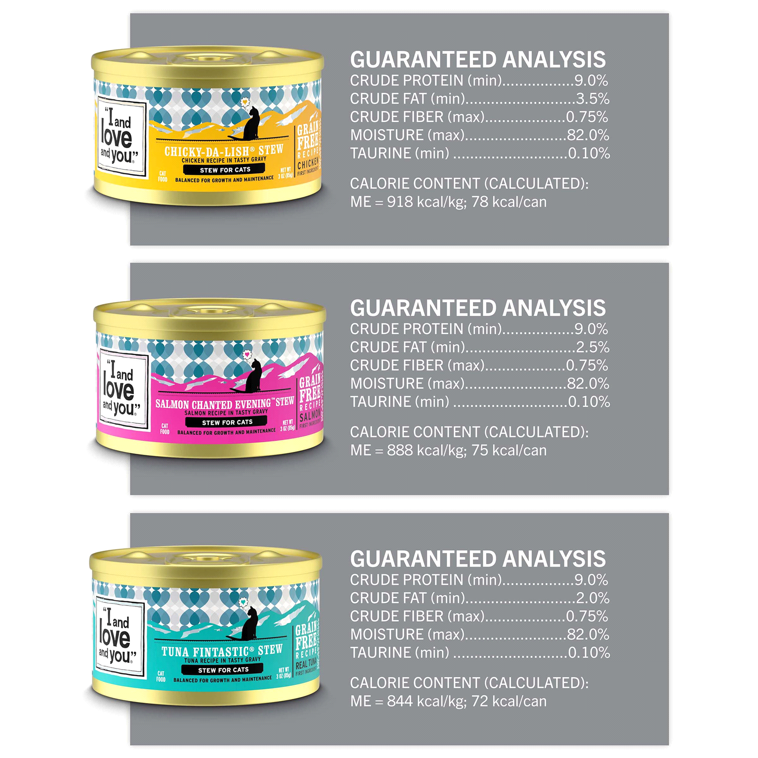 slide 5 of 5, I and Love and You Grain Free Recipe Ninja Cat Jiu Jit Stew Holistic Food for Cats Stew Variety Pack 12 - 3 oz Cans, 12 ct