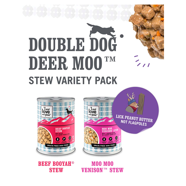 slide 14 of 29, I and Love and You Multipack Beef Booyah Stew & Moo Moo Venison Stew Wet Dog Food - 78oz/6pk, 6 ct; 13 oz