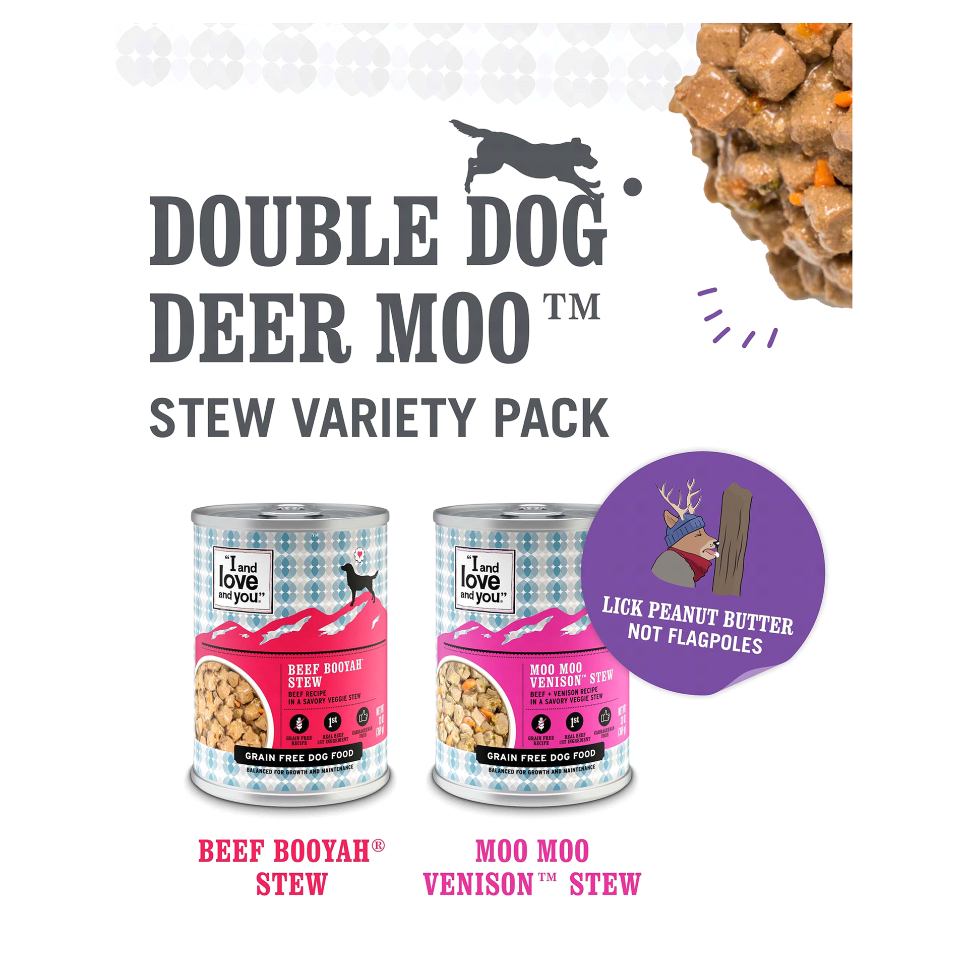 slide 25 of 29, I and Love and You Multipack Beef Booyah Stew & Moo Moo Venison Stew Wet Dog Food - 78oz/6pk, 6 ct; 13 oz