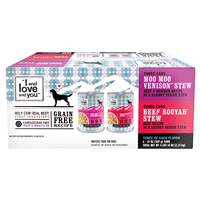 slide 15 of 29, I and Love and You Multipack Beef Booyah Stew & Moo Moo Venison Stew Wet Dog Food - 78oz/6pk, 6 ct; 13 oz