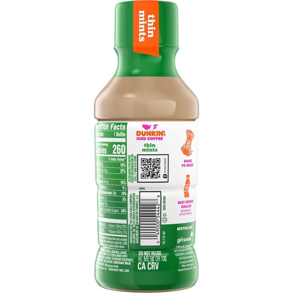 slide 6 of 6, Dunkin' Donuts RTD Dunkin Donuts Thin Mints Iced Coffee Beverage - 13.7 fl oz Bottle, 13.7 fl oz