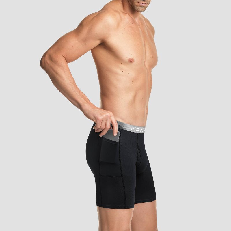 slide 2 of 4, Hanes Premium Men's Xtemp Boxer Briefs with pocket 3pk - Gray/Blue/Black S, 3 ct