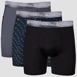 Hanes Premium Men's Xtemp Boxer Briefs with pocket 3pk - Gray/Blue/Black M