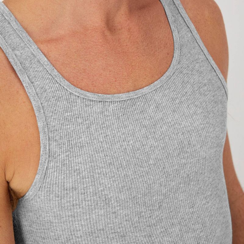 slide 3 of 9, Hanes Men's Ribbed Moisture-Wicking Tank Top Undershirt 6pk - Gray/Black XXL: Tagless, Breathable, 6 ct