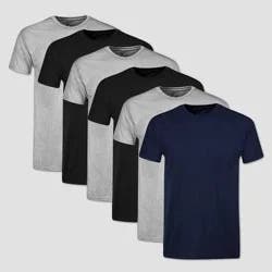 Hanes Red Label Men's Crew Neck Dyed T-Shirt 6pk - Black/Gray/Blue S: Tagless, Moisture Wicking,