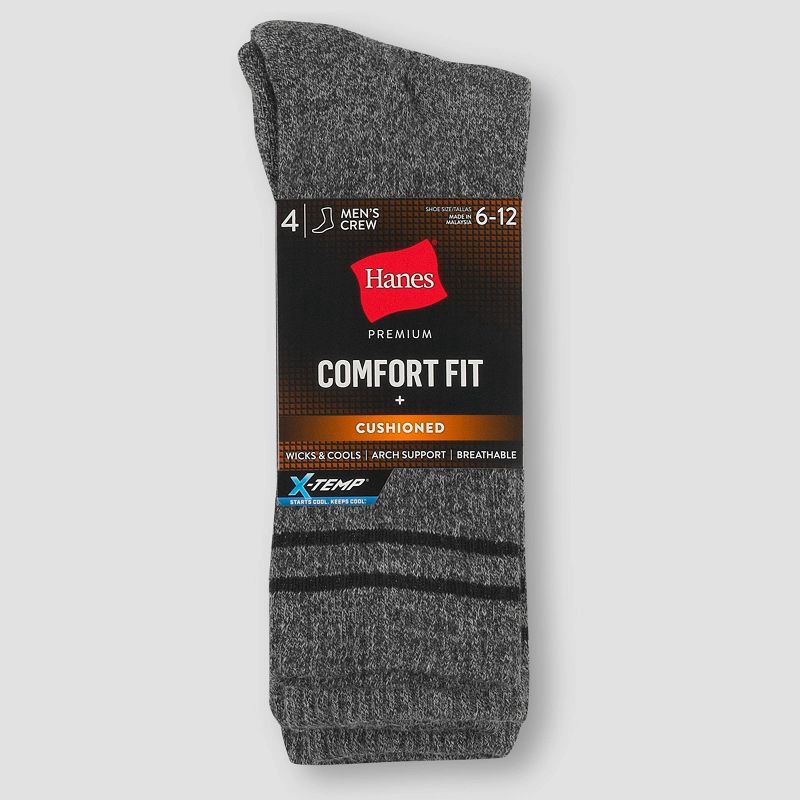 slide 3 of 3, Hanes Premium Men's X-Temp Athletic Socks 4pk -Charcoal Gray 6-12, 4 ct