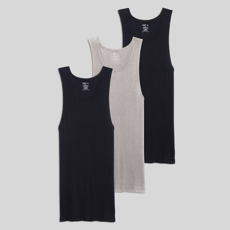 slide 5 of 5, Jockey Generation™ Men's 100% Cotton Tank 3pk - Black/Gray S: Sleeveless Ribbed Undershirts, Tailored Fit, 3 ct