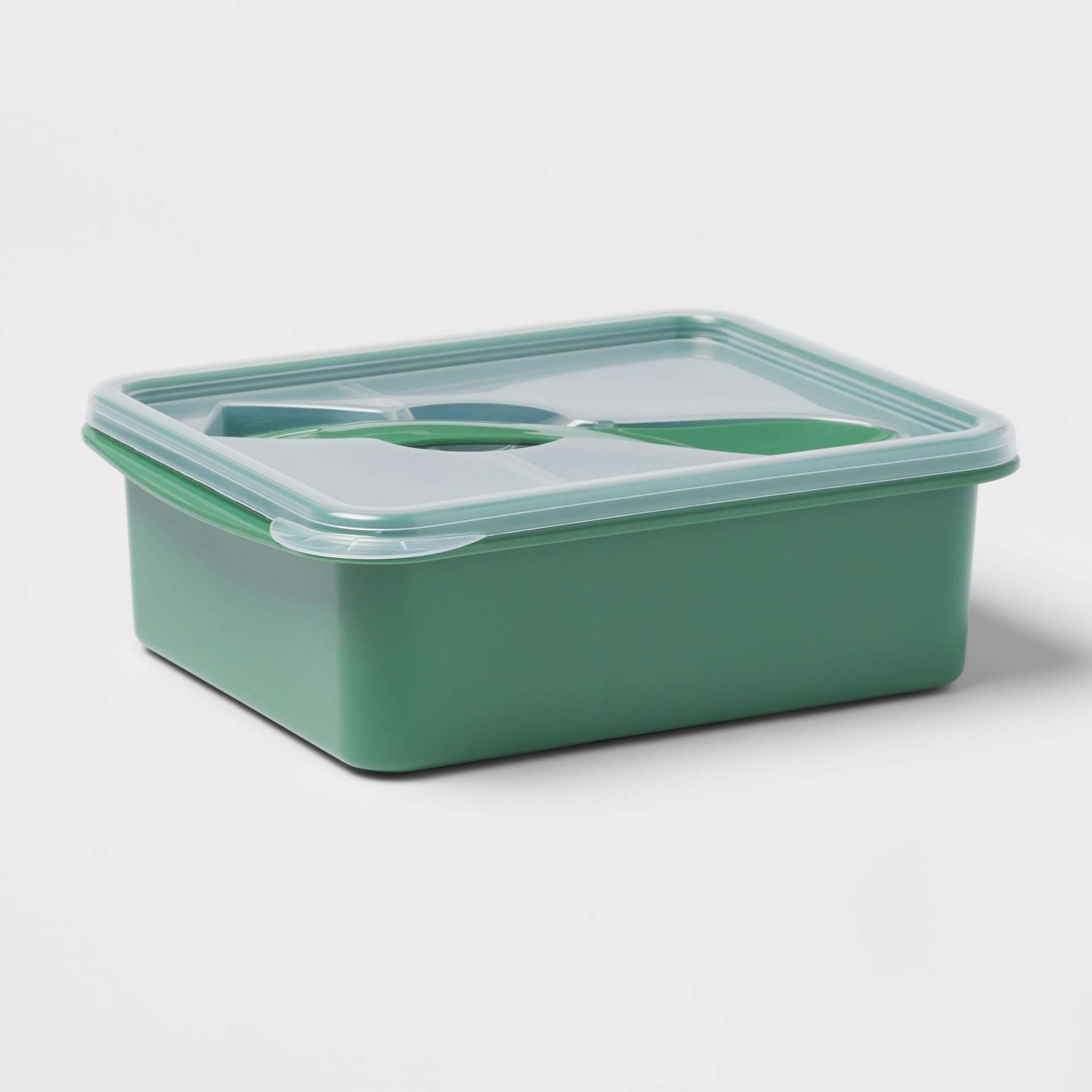 slide 1 of 4, Plastic Bento Box with Utensil Crisp Green - Room Essentials, 1 ct