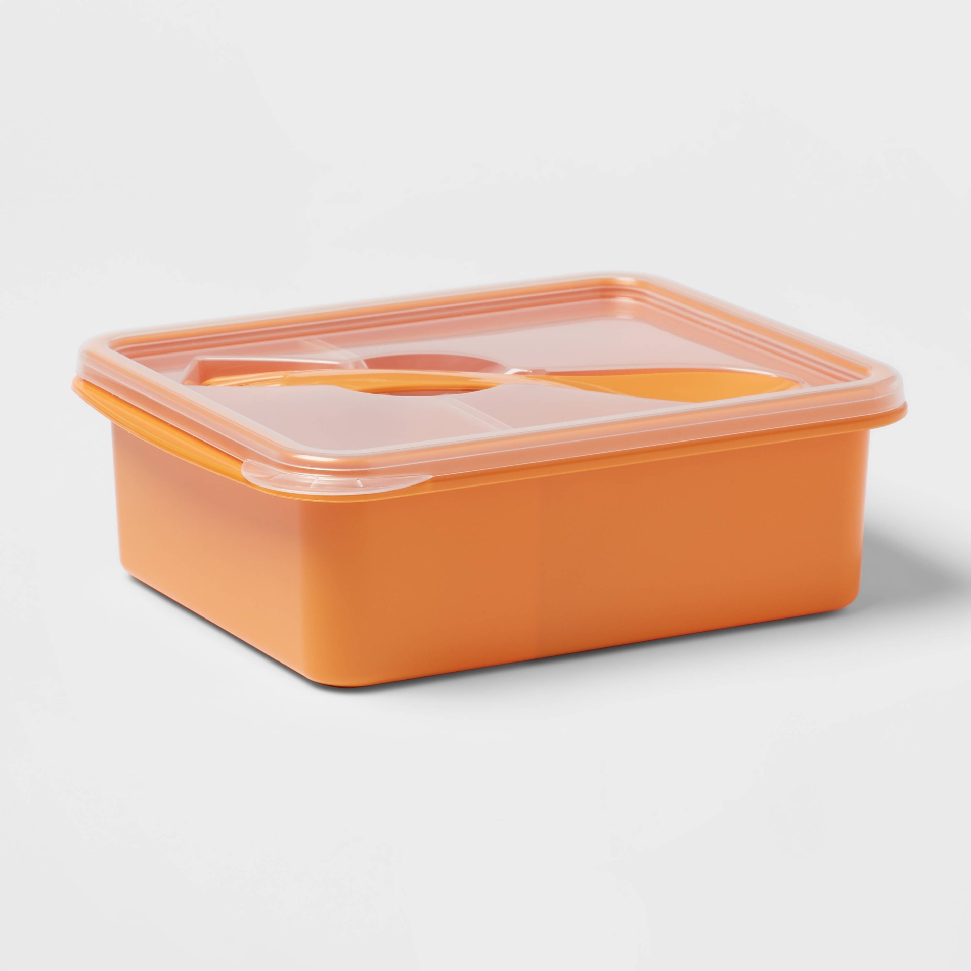 slide 1 of 4, Plastic Bento Box with Utensil Sun Orange - Room Essentials, 1 ct