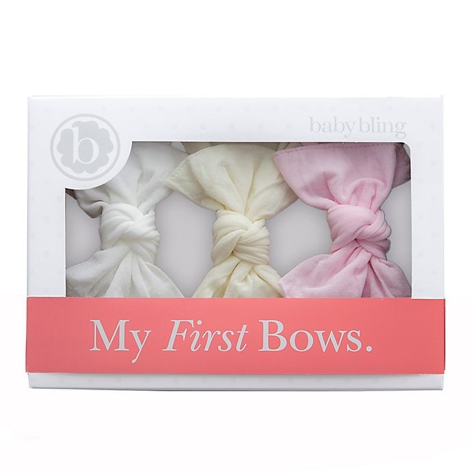 slide 1 of 2, Baby Bling Bow Headbands - White/Ivory/Pink, 3 ct