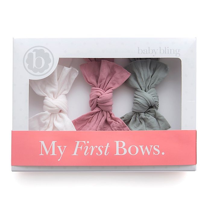 slide 1 of 2, Baby Bling Bow Headbands - Mauve/Grey/Pink, 3 ct