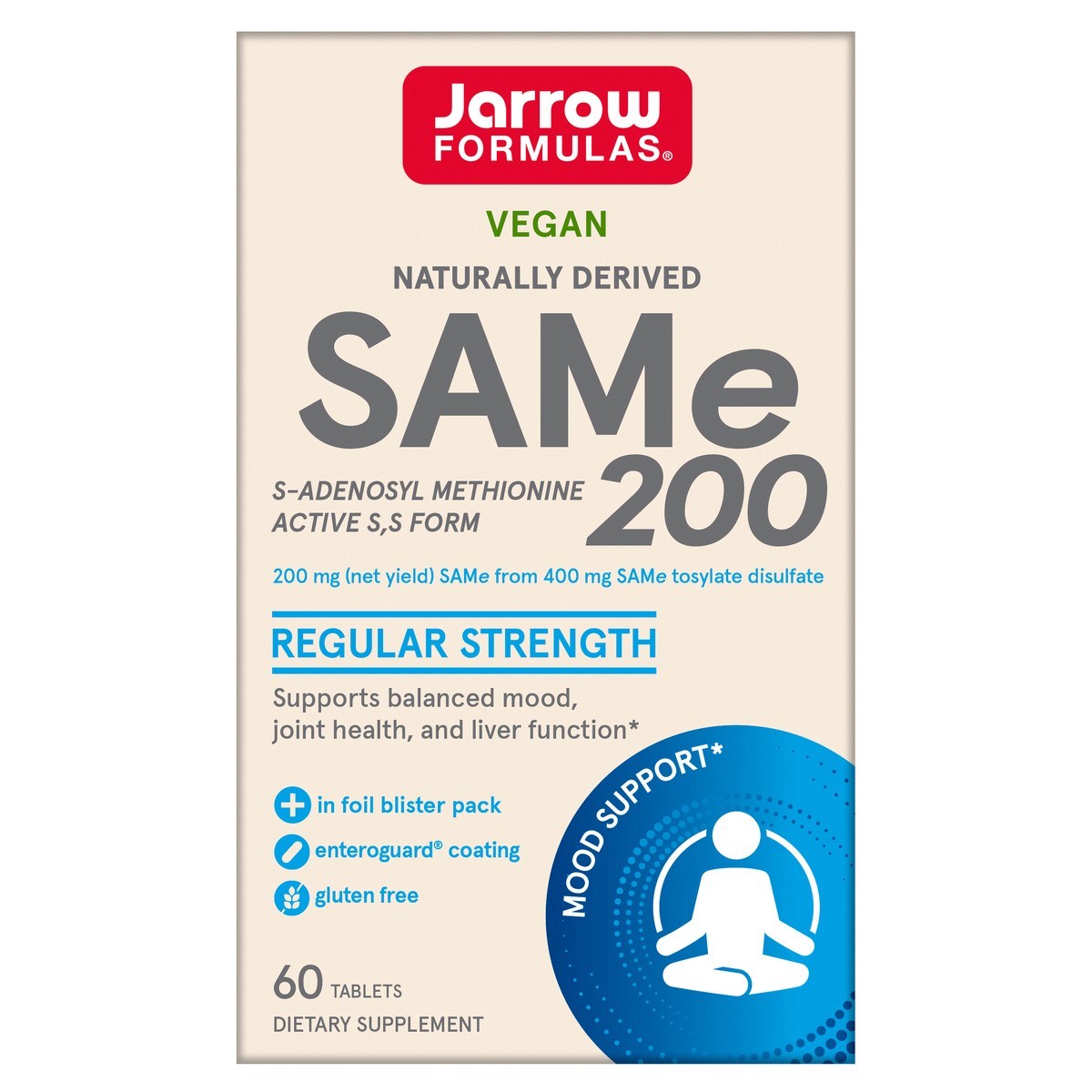 slide 2 of 11, Jarrow Formulas SAMe 200 mg - 60 Tablets - Highest Concentration of Active S,S Form - Supports Joint Health, Liver Function, Brain Metabolism & Antioxidant Defense - 60 Servings (PACKAGING MAY VARY), 1 ct