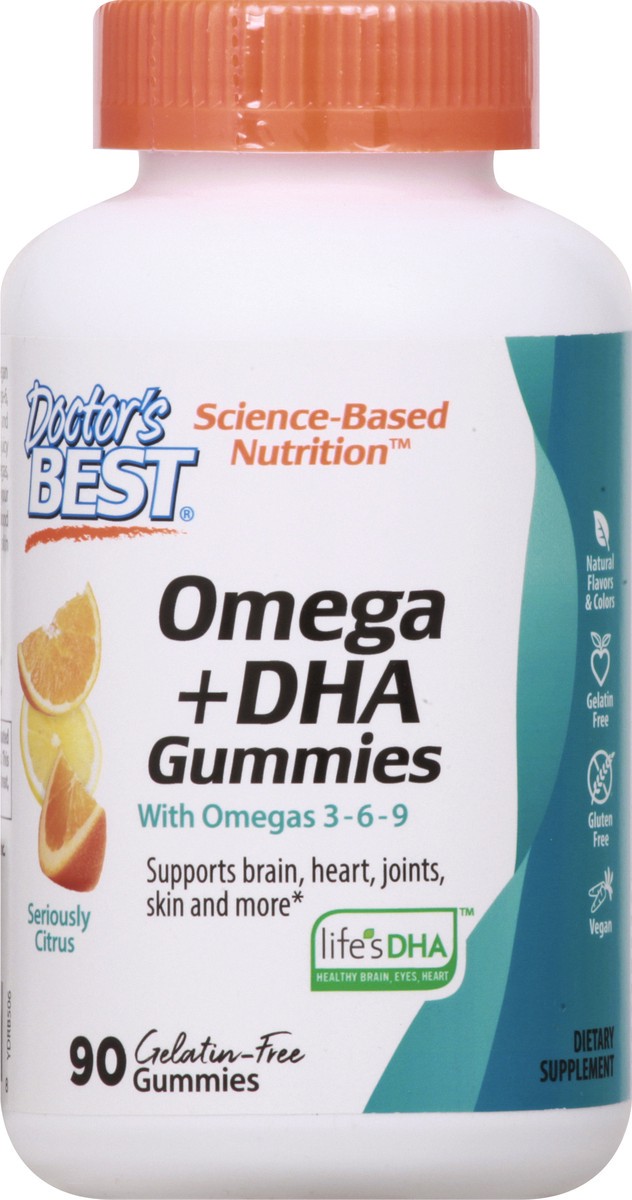 slide 7 of 11, Doctor's Best Gelatin-Free Gummies Seriously Citrus Omega + DHA 90 ea, 90 ct