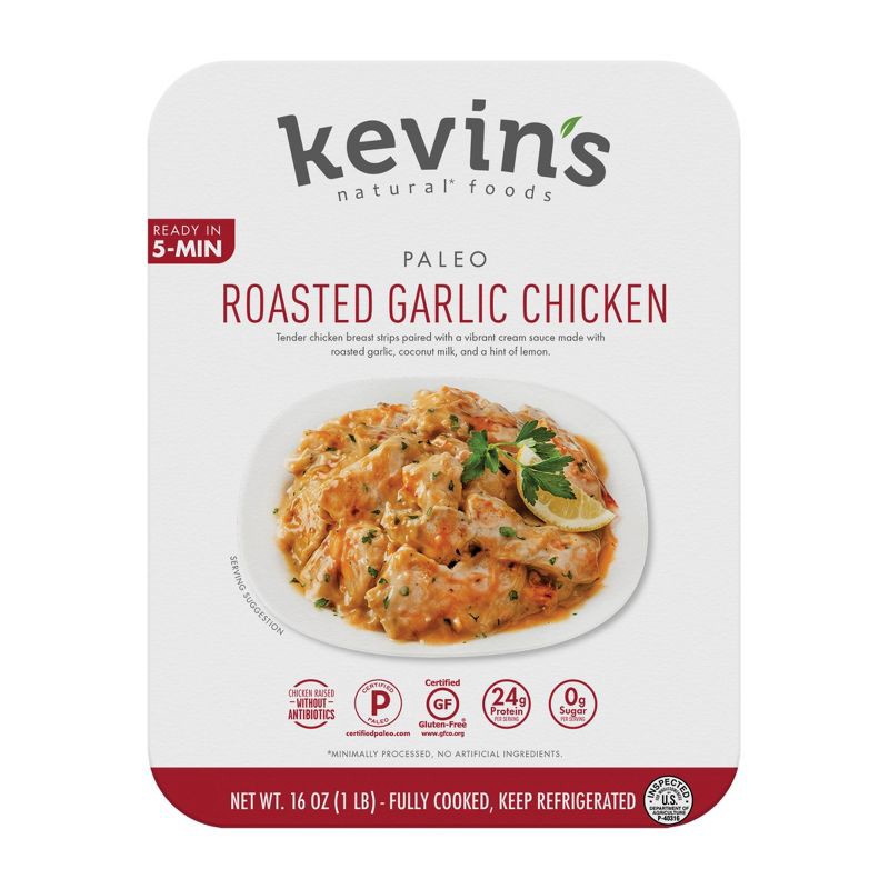 slide 1 of 6, Kevin's Natural Foods Roasted Garlic Chicken - 16oz, 16 oz