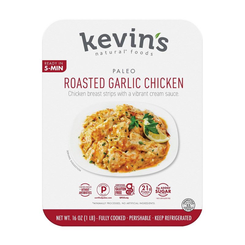 slide 1 of 6, Kevin's Natural Foods Roasted Garlic Chicken - 16oz, 16 oz