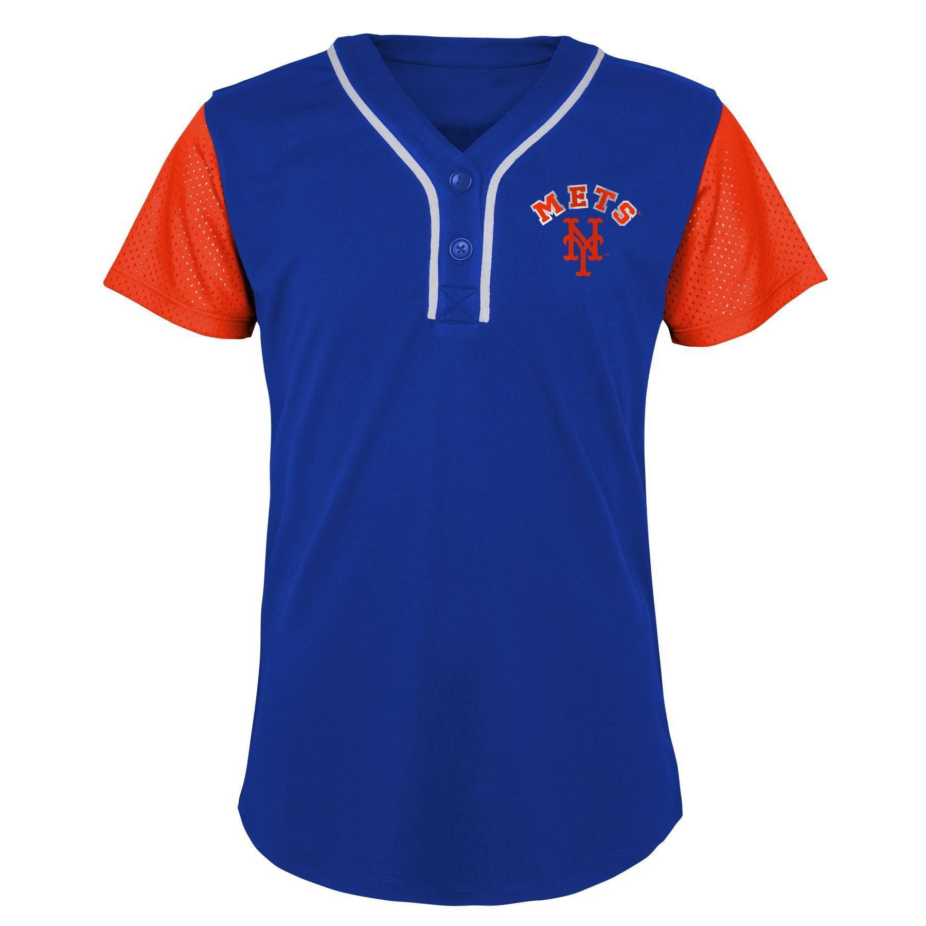 slide 1 of 1, MLB New York Mets Girls' Henley Jersey - XL, 1 ct