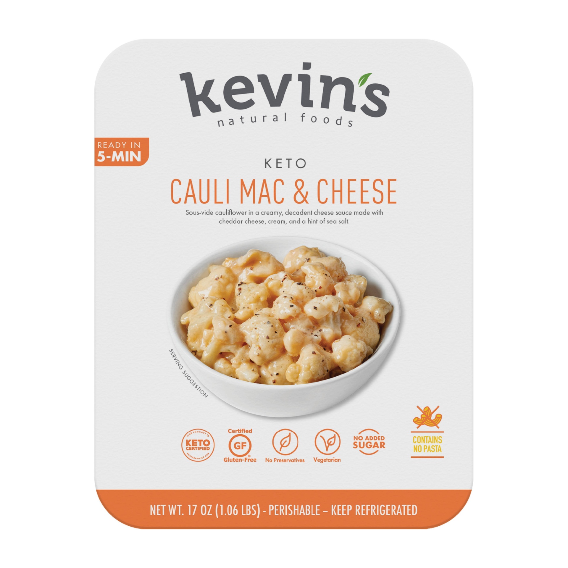 slide 1 of 6, Kevin's Natural Foods Gluten Free Cauliflower Mac & Cheese - 17oz, 17 oz