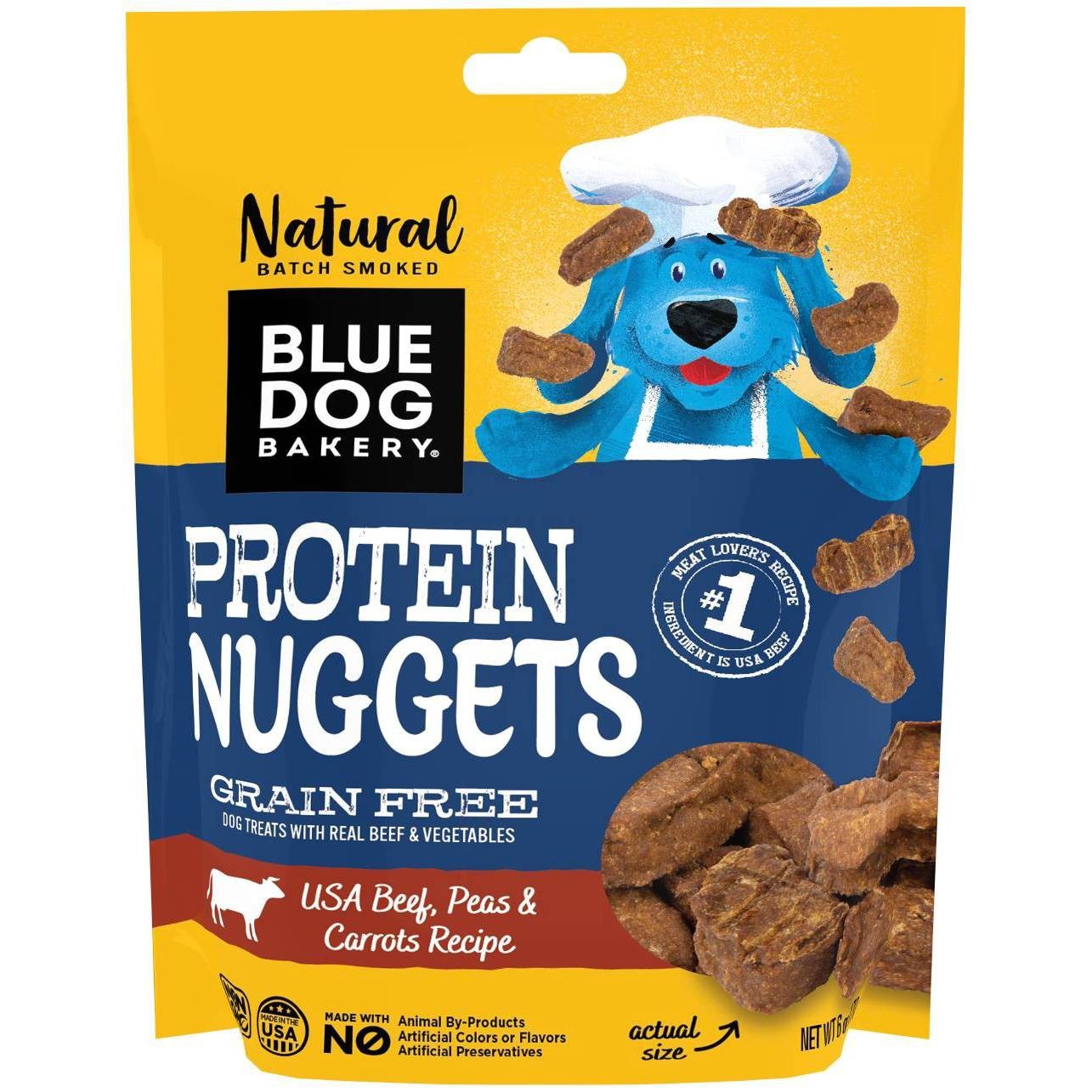 slide 1 of 2, Blue Dog Bakery Protein Nuggets Beef, Peas and Carrots Dog Treats, 6 oz