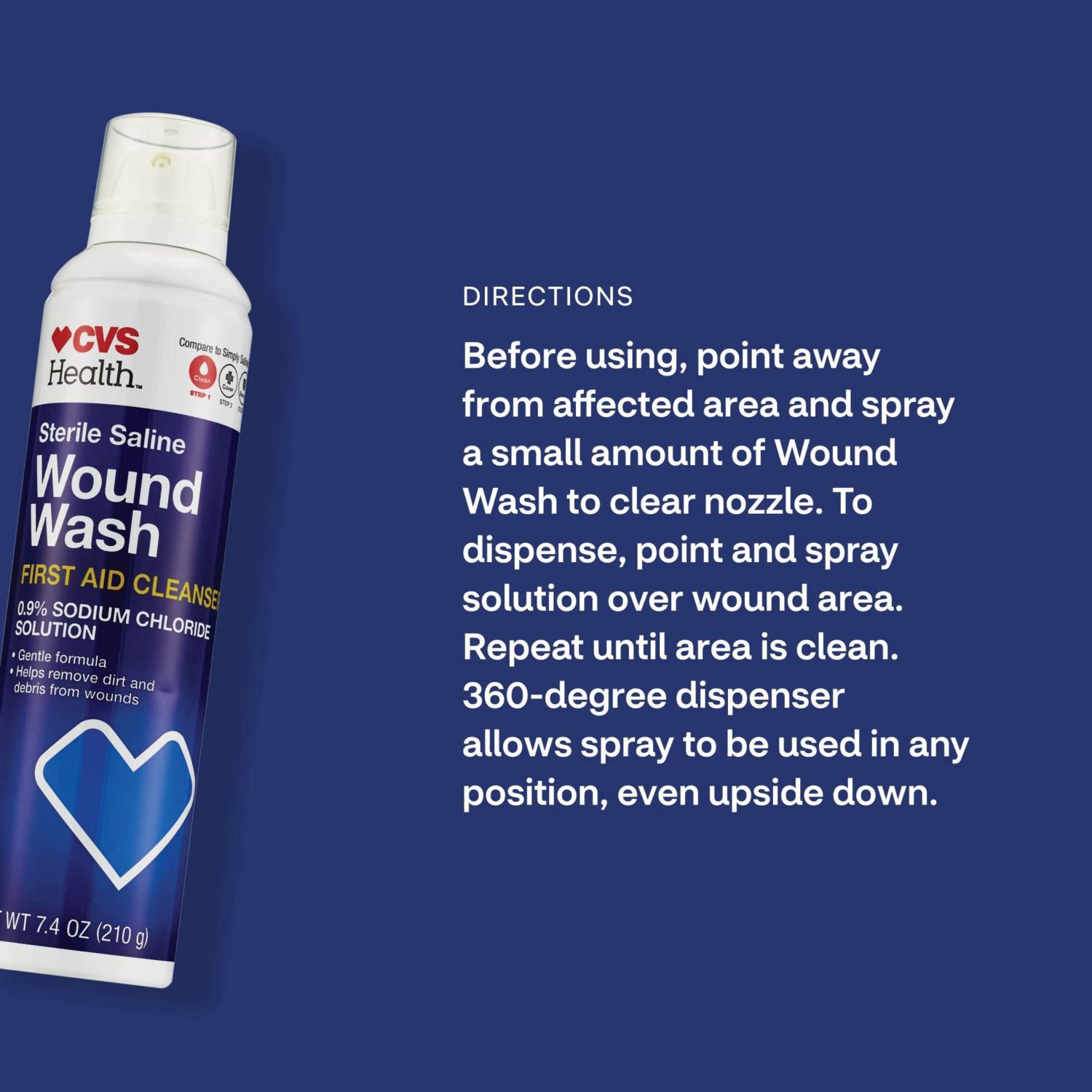 slide 2 of 4, Cvs Sterile Saline Wound Wash, 7.4 Oz, 7.4 oz