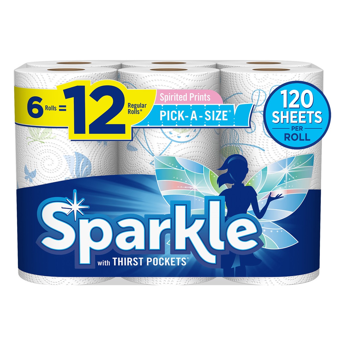 slide 2 of 5, Sparkle Regular Roll Spirited Prints Pick-A-Size with Thirst Pockets Paper Towels 6 ea, 6 ct