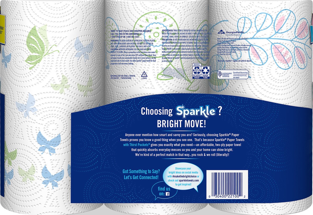 slide 5 of 5, Sparkle Regular Roll Spirited Prints Pick-A-Size with Thirst Pockets Paper Towels 6 ea, 6 ct