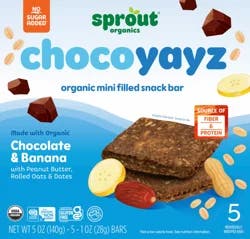 Sprout Organics Chocoyayz Chocolate & Banana Snack Bar 5 - 1 oz Bars