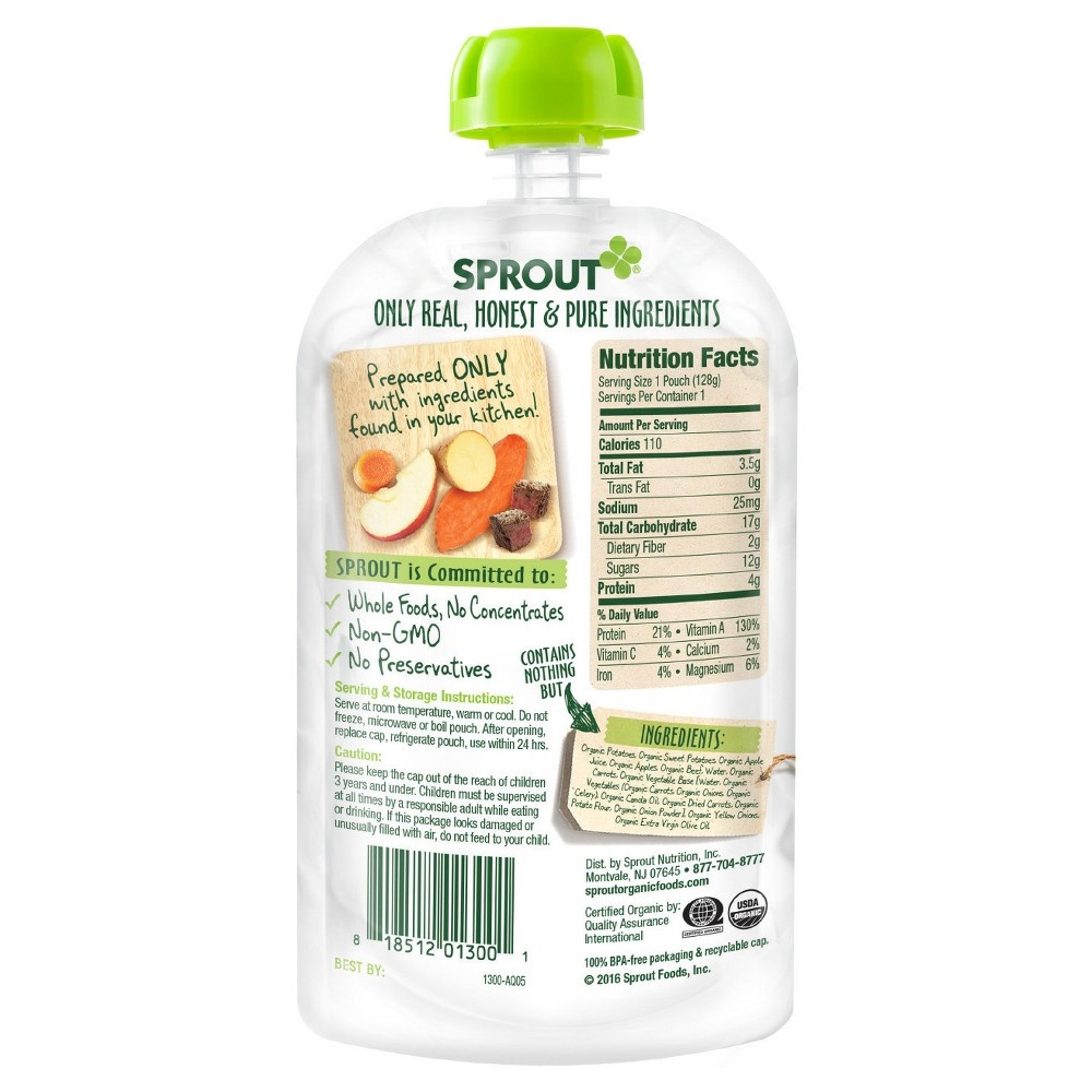 slide 2 of 3, Sprout Organics Root Vegetables, Apple & Beef Protein 4 oz, 4 oz