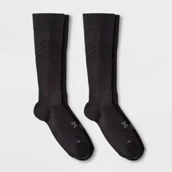 Men's Compression Over The Calf Socks 2pk - All In Motion™ Black 6-12: Arch Support, Cushioned Heel & Toe