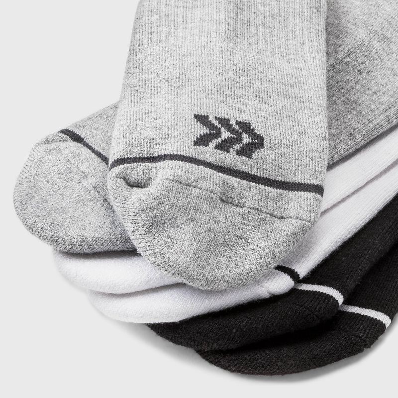 slide 3 of 3, Men's Assorted Ankle Socks 12pk - All In Motion™ 6-12: Arch Support, Cushioned Heel, Midweight Knit Fabric, 12 ct