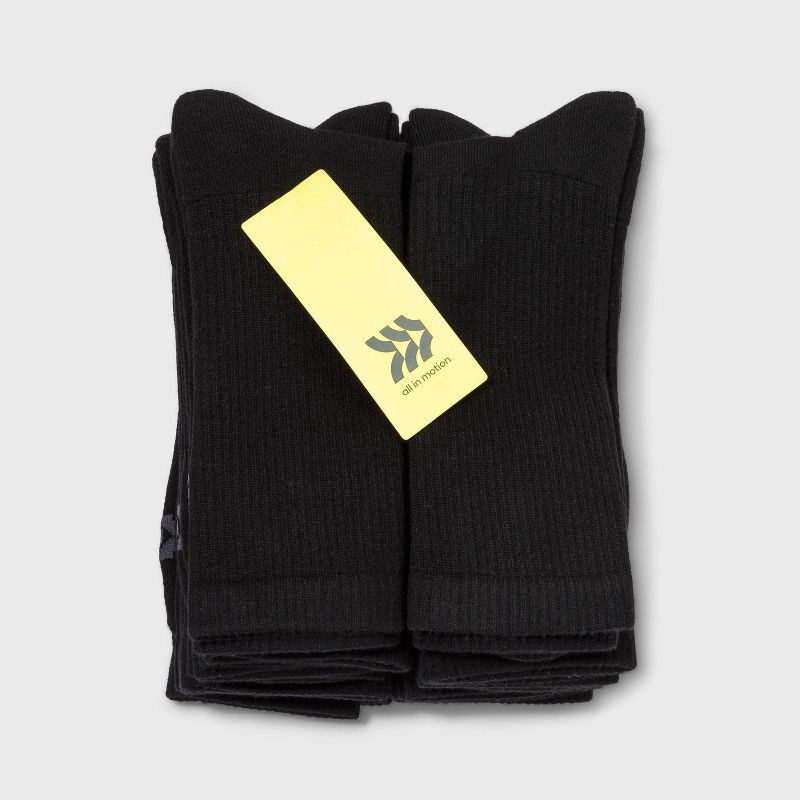 slide 2 of 3, Men's Crew Cushion Athletic Socks 12pk - All In Motion™ Black 6-12, 12 ct