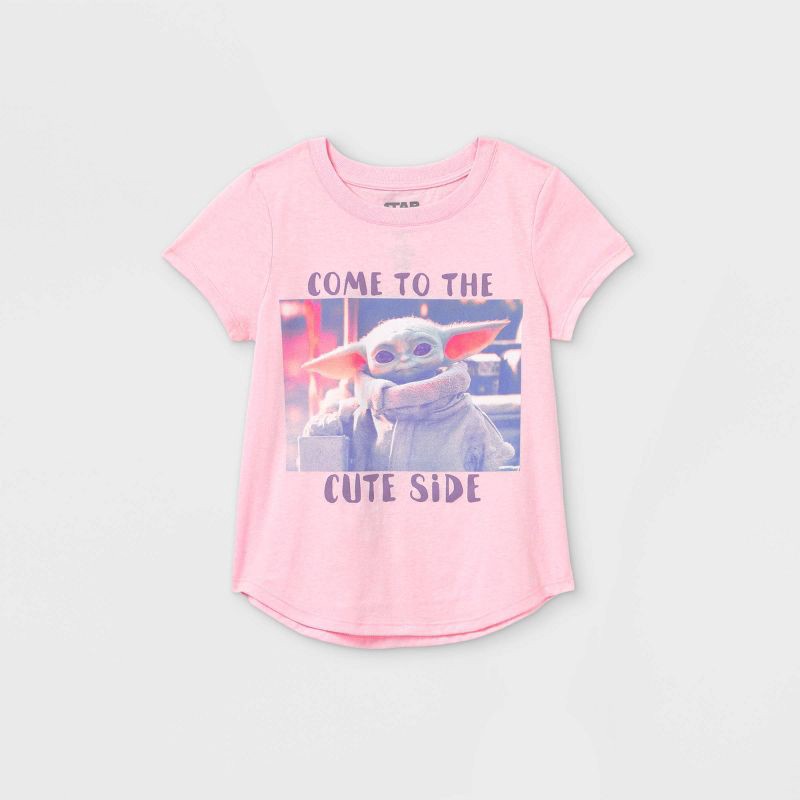 slide 1 of 1, Girls' Star Wars Come To The Cute Side Short Sleeve Graphic T-Shirt - Pink L, 1 ct