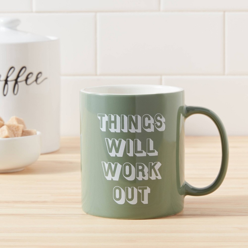slide 2 of 3, Stoneware Things Will Work Out Mug - Room Essentials, 15 oz